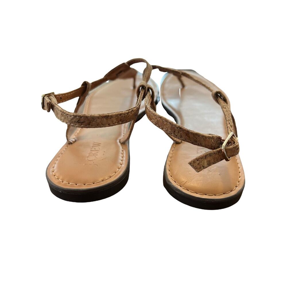 9.5 M J. Crew Womens Cork T-strap Sandals Tan Brown - Picture 4 of 7